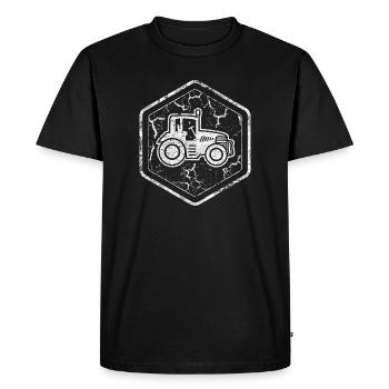 Symbol with tractor for proud farmers and farmers - Men's Premium Organic T-Shirt - black - Front - Nico (187cm)