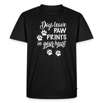 Empreinte de patte de chien dans le cadeau du cœur - T-shirt Premium bio Homme - noir - Devant - Nico (187cm)