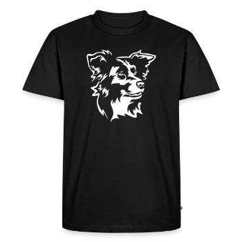 Border Collie Head "Black Edition" - Men's Premium Organic T-Shirt - black - Front - Nico (187cm)