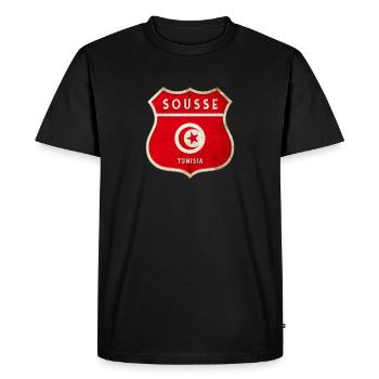 Sousse Tunisia Coat of Arms Flags Design - Men's Premium Organic T-Shirt - black - Front - Nico (187cm)