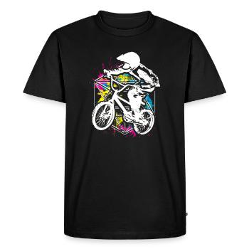 Vélo Bmx coloré - Vélo Bmx coloré - Coloré - T-shirt Premium bio Homme - noir - Devant - Nico (187cm)