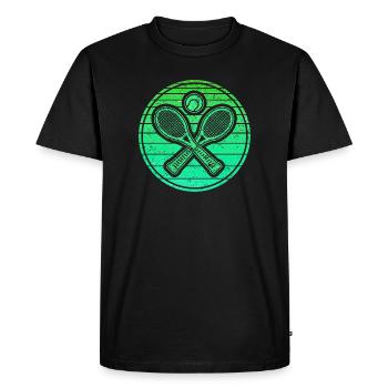 Crossed Tennis Rackets & Tennis Ball - Retro Green - Men's Premium Organic T-Shirt - black - Front - Nico (187cm)