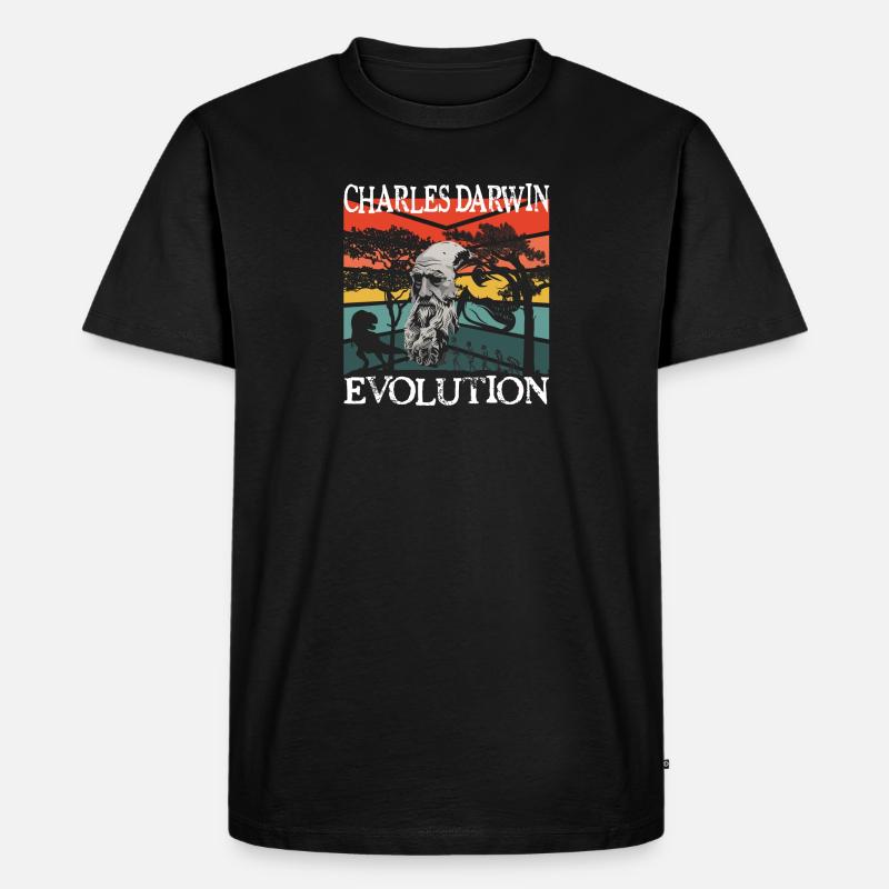 Charles Darwin Evolution textile Geschenkidee - Männer Premium Bio T-Shirt - Schwarz