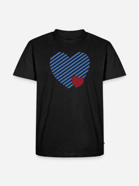 Doppel Herz - Design textile Geschenkidee - Männer Premium Bio T-Shirt - Schwarz