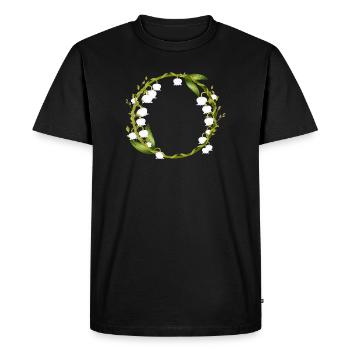 delicate spring-like wreath of lily of the valley - Men's Premium Organic T-Shirt - black - Front - Nico (187cm)