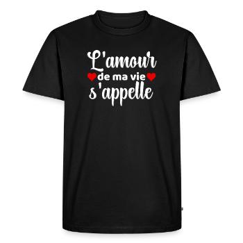 Amour de ma vie s appelle A PERSONNALISER - T-shirt Premium bio Homme - noir - Devant - Nico (187cm)