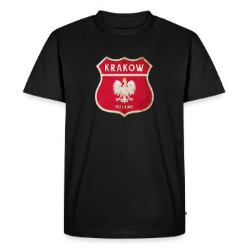 Cracovie Pologne Armoiries Drapeaux Design - T-shirt Premium bio Homme - noir - Devant - Nico (187cm)