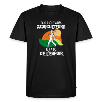 Tant qu'il y a des Agriculteurs il y a de l'Espoir - T-shirt Premium bio Homme - noir - Devant - Nico (187cm)