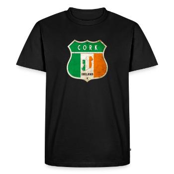 Cork Ireland Coat of Arms Flags Design - Men's Premium Organic T-Shirt - black - Front - Nico (187cm)