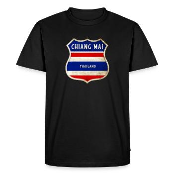 Chiang Mai Thaïlande Armoiries Drapeaux Design - T-shirt Premium bio Homme - noir - Devant - Nico (187cm)