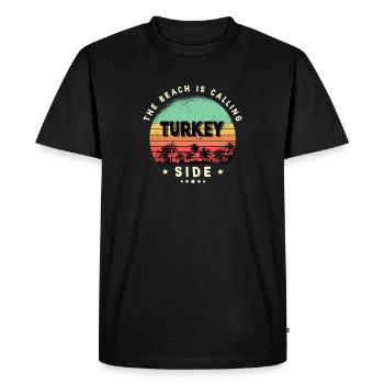 Design de plage Side Turkey - T-shirt Premium bio Homme - noir - Devant - Nico (187cm)