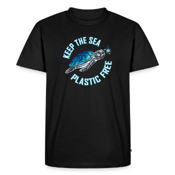 Tortue de mer Batik sans plastique - T-shirt Premium bio Homme - noir - Devant - Nico (187cm)