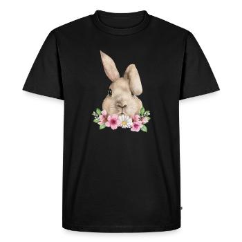 Lapin Lapin Floppy Oreille Lapin de Pâques Lapin Maman - T-shirt Premium bio Homme - noir - Devant - Nico (187cm)