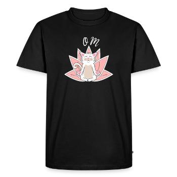 Yoga Chat Méditation Chat Blanc Chat Cadeau - T-shirt Premium bio Homme - noir - Devant - Nico (187cm)