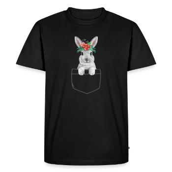 Rabbit Easter Flowers Rabbit Mom - Men's Premium Organic T-Shirt - black - Front - Nico (187cm)