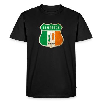 Limerick Ireland Coat of Arms Flags Design - Men's Premium Organic T-Shirt - black - Front - Nico (187cm)