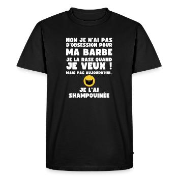 Non je n'ai pas d'Obsession pour ma Barbe - Humour - T-shirt Premium bio Homme - noir - Devant - Nico (187cm)