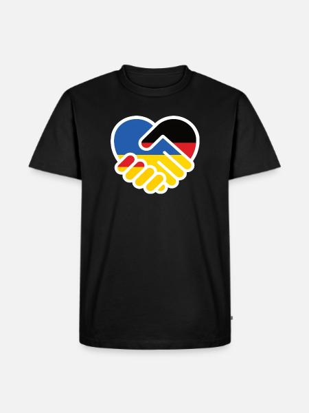 Solidarity Heart GermanyUkraine - Men's Premium Organic T-Shirt - black