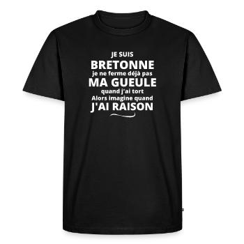 Bretagne, je suis bretonne, bretonne - T-shirt Premium bio Homme - noir - Devant - Nico (187cm)