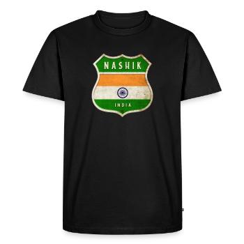 Nashik India Coat of Arms Flags Design - Men's Premium Organic T-Shirt - black - Front - Nico (187cm)