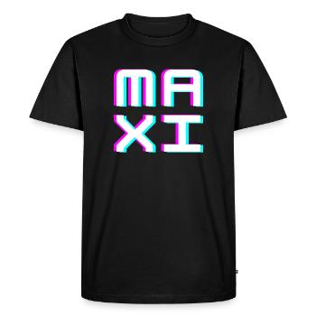 Maxi Glitch Badge Typographie Chemise - T-shirt Premium bio Homme - noir - Devant - Nico (187cm)