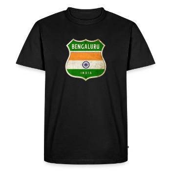 Bengaluru India Coat of Arms Flags Design - Men's Premium Organic T-Shirt - black - Front - Nico (187cm)