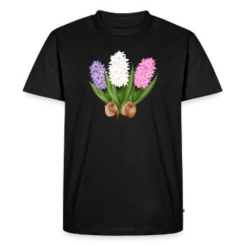 Jacinthes dessinées à la main - T-shirt Premium bio Homme - noir - Devant - Nico (187cm)