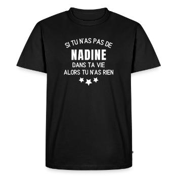 Nadine, anniversaire Nadine, prénom Nathalie - T-shirt Premium bio Homme - noir - Devant - Nico (187cm)