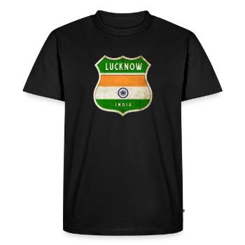 Lucknow India Coat of Arms Flags Design - Men's Premium Organic T-Shirt - black - Front - Nico (187cm)