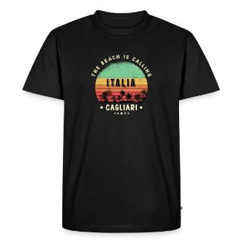 Cagliari Italy beach design - Men's Premium Organic T-Shirt - black - Front - Nico (187cm)