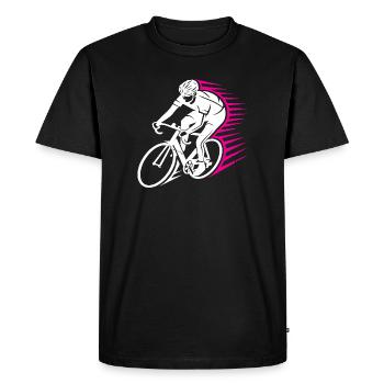 Road Cyclist Speed Line - Men's Premium Organic T-Shirt - black - Front - Nico (187cm)