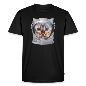 Cat astronaut in space for cat lovers - Men's Premium Organic T-Shirt - black - Front - Nico (187cm)