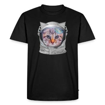 Chat dans l’espace - T-shirt Premium bio Homme - noir - Devant - Nico (187cm)