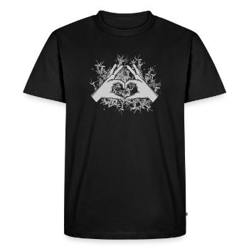 Mouvement pour la paix du cœur Amour Paix Liberté - T-shirt Premium bio Homme - noir - Devant - Nico (187cm)
