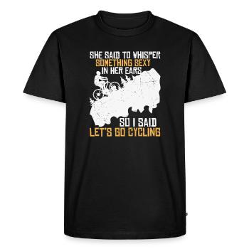 Cycling flirt on the mountain - Men's Premium Organic T-Shirt - black - Front - Nico (187cm)
