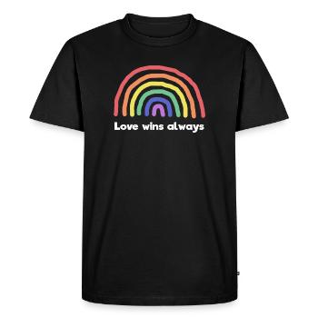 Rainbow Love Statement Peace World Peace - Men's Premium Organic T-Shirt - black - Front - Nico (187cm)