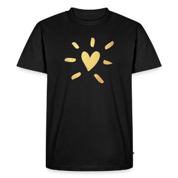 Coeur Or Bande dessinée Amour Mariage Glamour Luxe - T-shirt Premium bio Homme - noir - Devant - Nico (187cm)