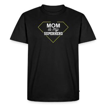 Maman est ma super-héroïne - T-shirt Premium bio Homme - noir - Devant - Nico (187cm)
