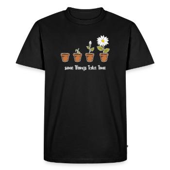 Temps (sombre) - T-shirt Premium bio Homme - noir - Devant - Nico (187cm)