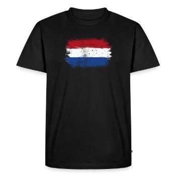 Dutch Flag Brush Stroke - Men's Premium Organic T-Shirt - black - Front - Nico (187cm)