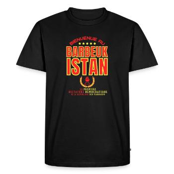 Bienvenue au BARBEUKISTAN - Humour Barbecue - T-shirt Premium bio Homme - noir - Devant - Nico (187cm)