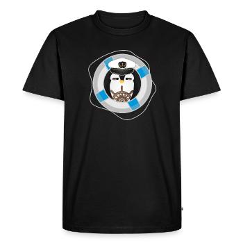 cute penguin as captain in navy look - Men's Premium Organic T-Shirt - black - Front - Nico (187cm)