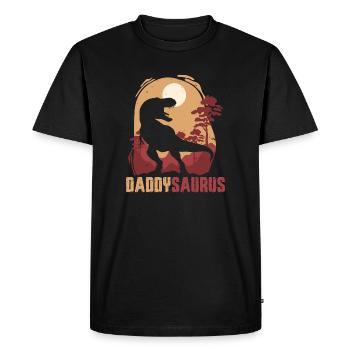 Daddysaurus Sunset Silhouette - Men's Premium Organic T-Shirt - black - Front - Nico (187cm)