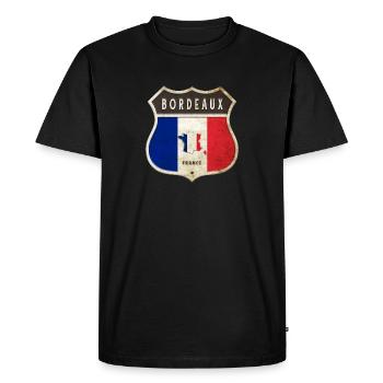 Bordeaux France Armoiries Drapeaux Design - T-shirt Premium bio Homme - noir - Devant - Nico (187cm)