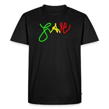 Jah in Trio colours Red Gold Green - Men's Premium Organic T-Shirt - black - Front - Nico (187cm)