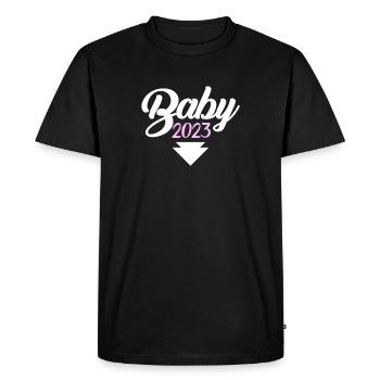 Fille enceinte 2023 - T-shirt Premium bio Homme - noir - Devant - Nico (187cm)
