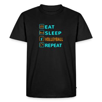 Mangez. Dormir. Volley-ball. Répéter le design - T-shirt Premium bio Homme - noir - Devant - Nico (187cm)