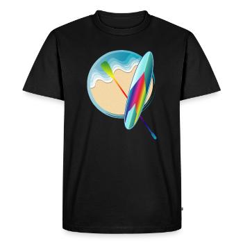 Planche de pagaie debout allongée sur la plage - T-shirt Premium bio Homme - noir - Devant - Nico (187cm)