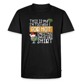 Cocktail de Noël Ugly XMas Pull - T-shirt Premium bio Homme - noir - Devant - Nico (187cm)