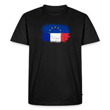 Coup de pinceau Mashup de drapeau de l’UE et de la France - T-shirt Premium bio Homme - noir - Devant - Nico (187cm)